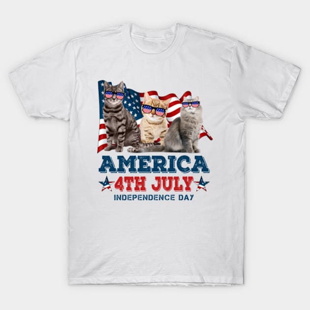 cat american 4th july independence day T-Shirt by skitfern